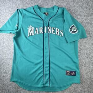 VTG Seattle Mariners Jersey Mens 2XL Green MLB Baseball Ken Griffey Jr Majestic